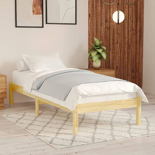 VidaXL Cadre de lit simple bois massif - 90x190 cm