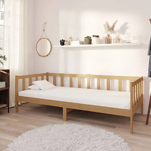 vidaXL Lit de repos avec matelas - Marron miel 90x200 cm