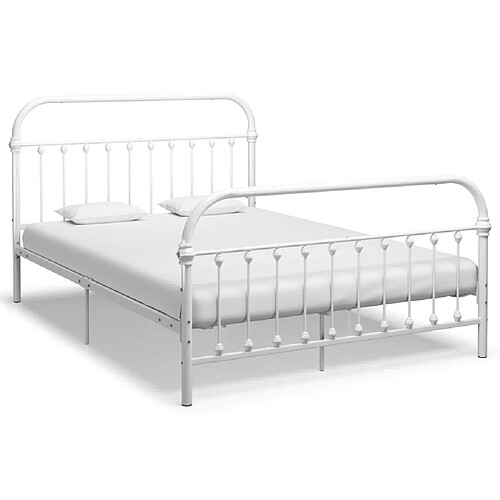vidaXL Cadre de lit avec tête de lit - Blanc métal 160x200 cm