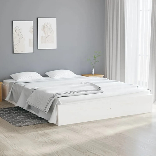 vidaXL Cadre de lit sans matelas 135x190 cm - Blanc