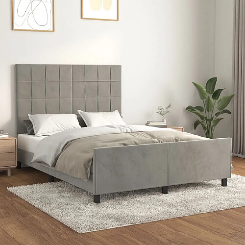 vidaXL Cadre de lit avec tête de lit 140x190 cm - Gris clair