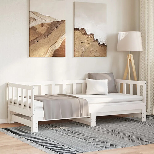 vidaXL Lit coulissant sans matelas blanc 2x(90x200) cm
