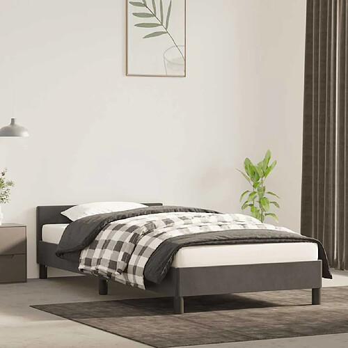 vidaXL Cadre de lit 90x190 cm - Velours gris foncé