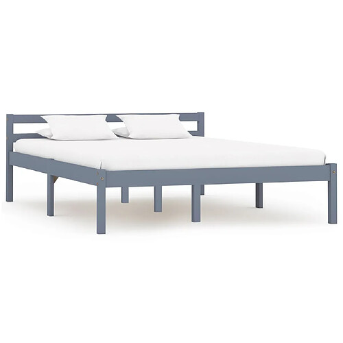 vidaXL Cadre de lit gris bois de pin 120x200 cm bois massif