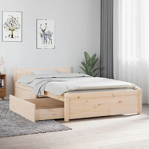 vidaXL Cadre de lit avec tiroirs 90x190 cm bois de pin