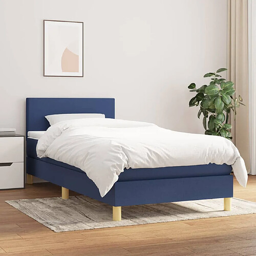 VidaXL Sommier à lattes avec matelas Bleu 80x200 cm Tissu
