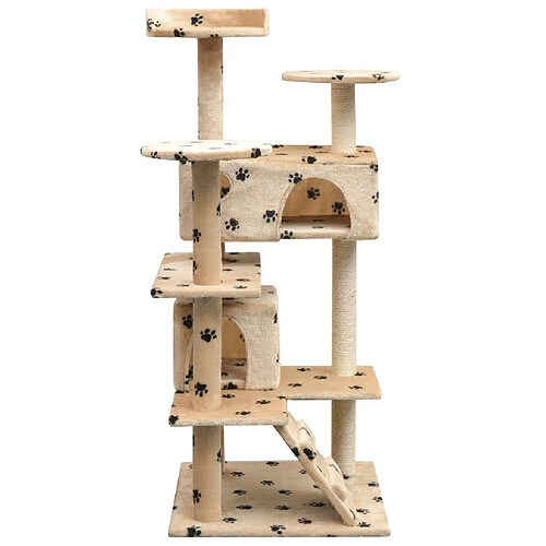 Helloshop26 Arbre à chat avec griffoirs - Beige 125 cm