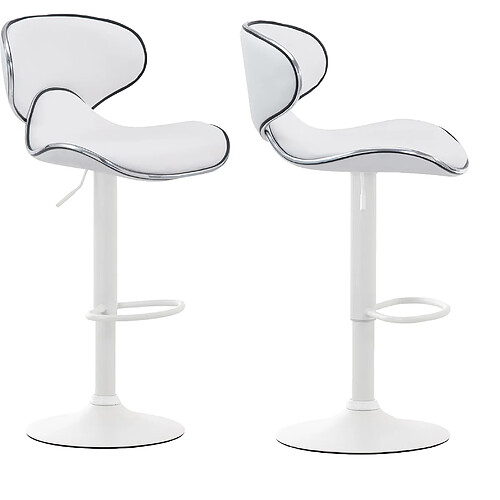 Decoshop26 Lot de 2 tabourets de bar - Blanc