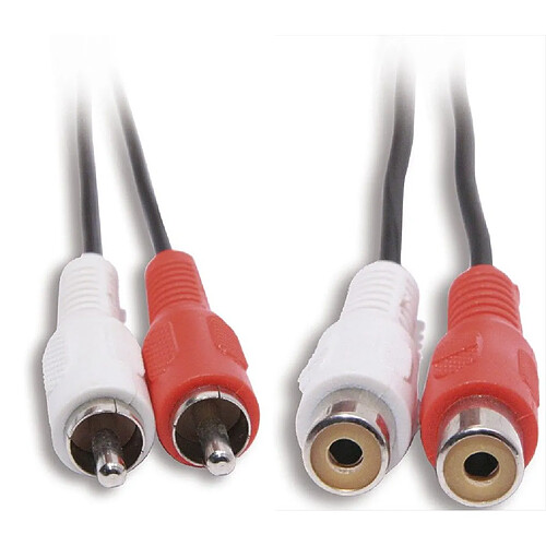 Hexakit Câble audio 2 RCA mâles vers 2 RCA femelles - 1,5 m