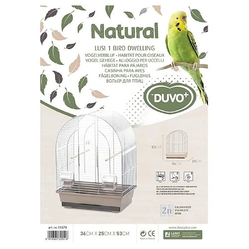 duvo Cage pour Oiseaux Natural Lusi 1 - Moka/Zinc