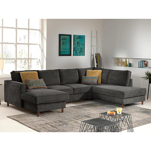 Lisa Design Jake - canapé panoramique d'angle droit - convertible avec coffre - 7 places - en velours