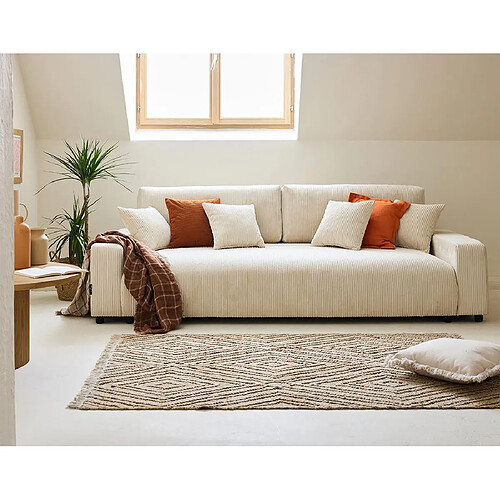 Lisa design Canapé droit convertible 3 places - Beige