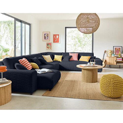 Lisa Design Garance - canapé modulable d'angle droit - 8 places - en velours côtelé