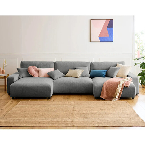 Lisa design canapé panoramique convertible - Gris