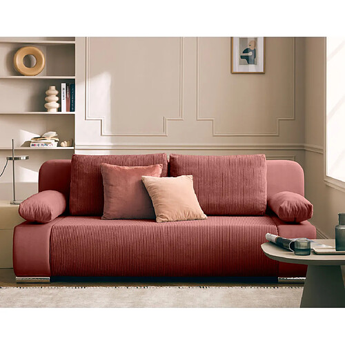 Bestmobilier Elio - canapé 3 places convertible - avec coffre - en velours et velours côtelé