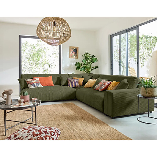 Lisa Design Garance - canapé modulable d'angle gauche - 6 places - en velours côtelé