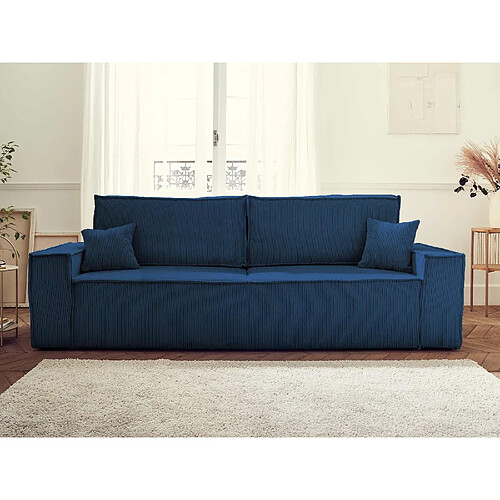 Bestmobilier Dellia - canapé 3 places convertible - avec coffre - en velours côtelé - style