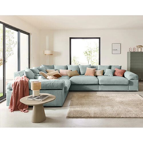 Lisa Design Aspen - canapé d'angle réversible 5 places - assise profonde - en velours côtelé