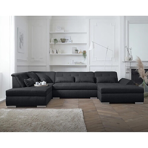 Lisa design Canapé panoramique Vermont - Noir