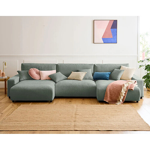 Lisa design canapé panoramique convertible Pivoine - Vert