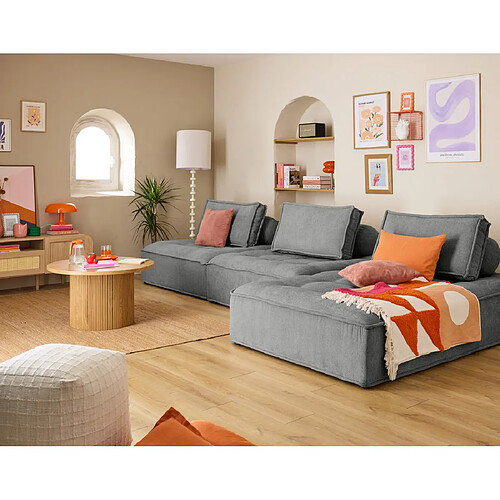 Lisa Design Marisol - canapé d'angle modulable 4 places - velours texturé