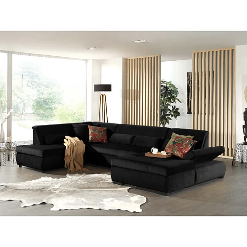 Lisa design Canapé panoramique angle gauche - Noir