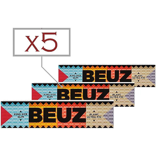 Feuilles à Rouler Beuz King Size Slim - Lot de 5 Carnets