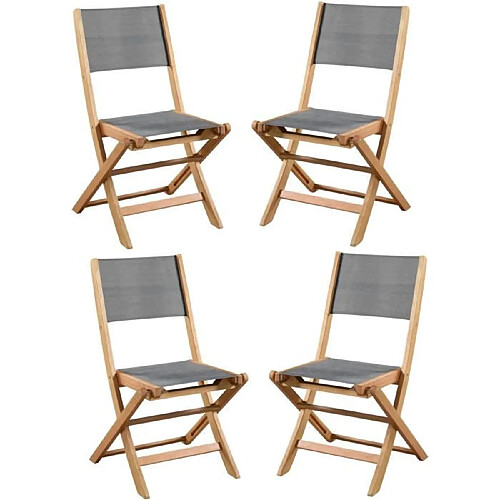 Cstore Lot de 4 chaises de jardin - Gris