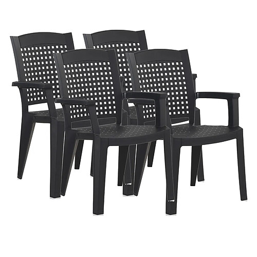 Pegane Lot de 4 chaises de jardin empilables - Gris
