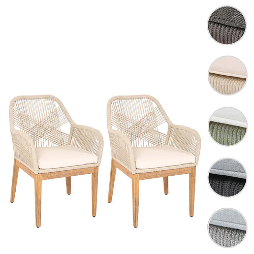 Mendler Lot de 2 chaises de jardin - Beige