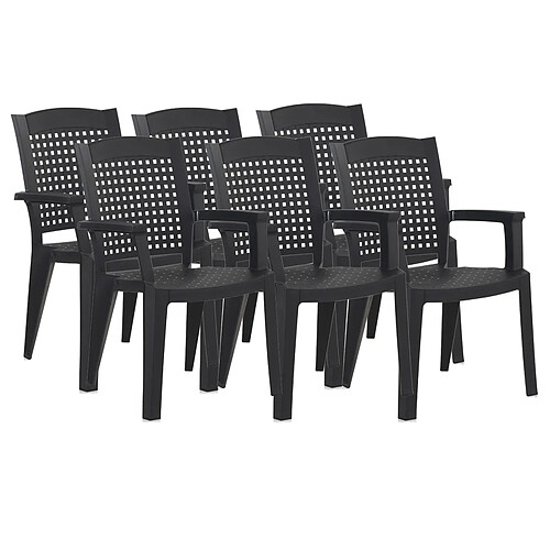 Pegane Lot de 6 chaises de jardin - Gris anthracite