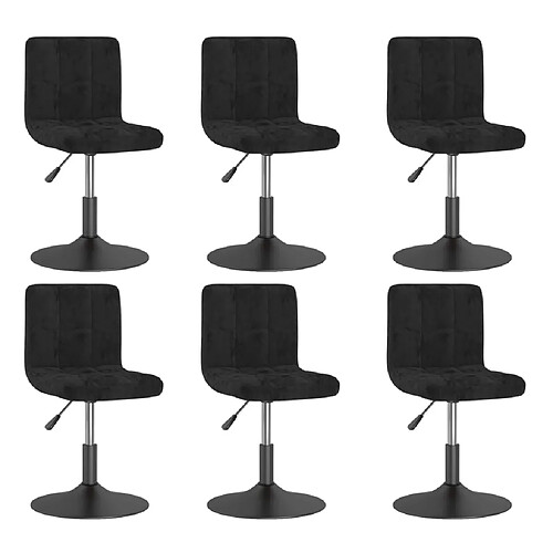 vidaXL Lot de 6 Chaises Pivotantes - Noir Velours