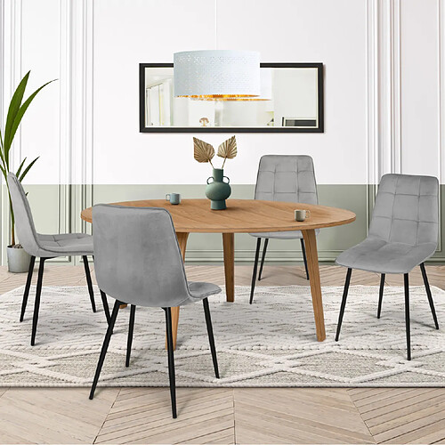 Idmarket MARKET Chaises MILA x4 - Gris clair