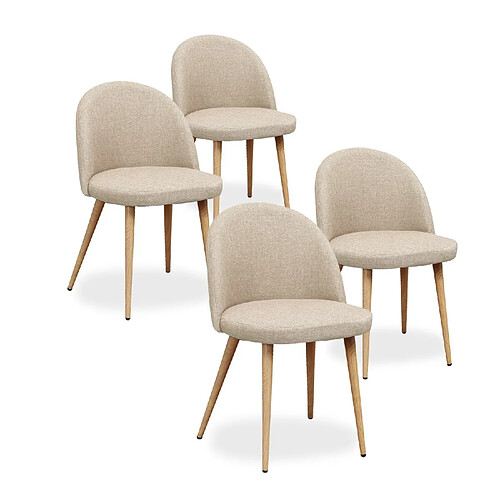 Chaises scandinaves Cecilia - Beige, tissu - Lot de 4