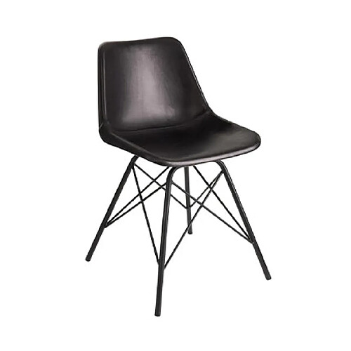 MES Chaise Repas Cuir et Fer Noir