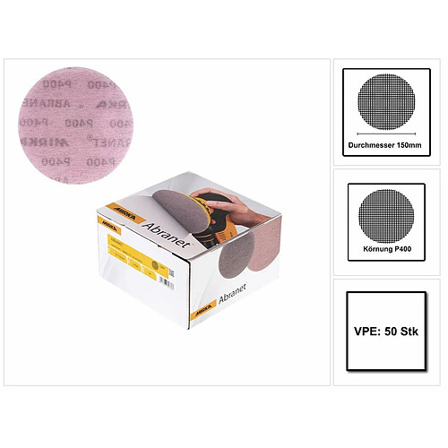 Mirka disques abrasifs Abranet 150 mm - Boîte de 50