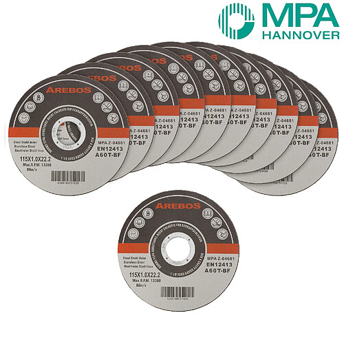 Arebos Disques à tronçonner inox - 115 mm