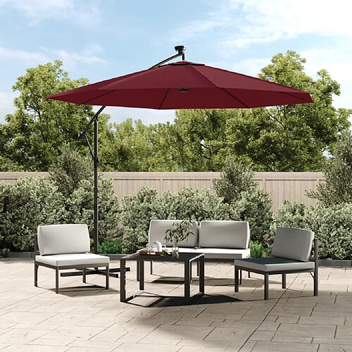 VidaXL - Parasol LED porte-à-faux 300 cm Rouge