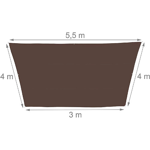 Helloshop26 Voile d'ombrage polyester - 3 x 5,5 x 4 m - Brun