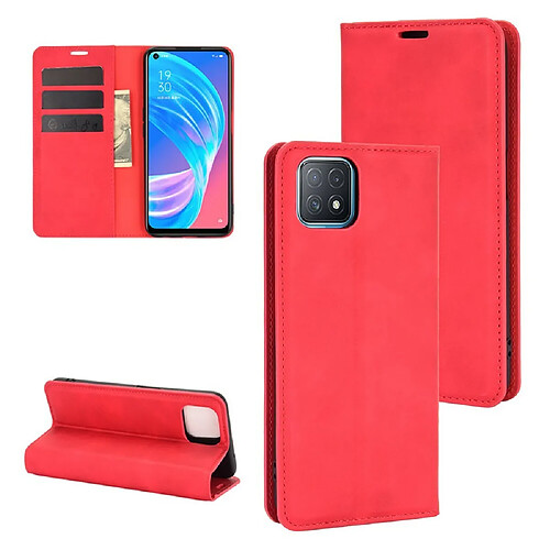 Étui PU Soyeux Oppo A72 5G Rouge