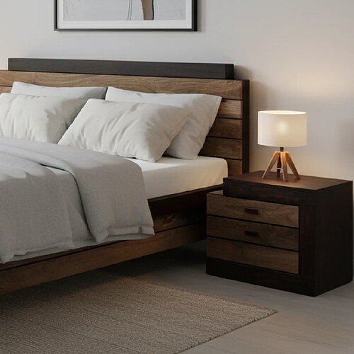 BOIS & CHIFFONS Chevet manguier bicolore