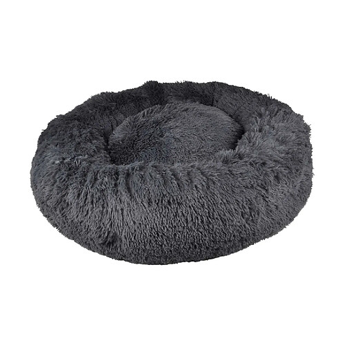 Toilinux Coussin doux et rond Snow pour chien et chat - Gris anthracite - Diam 95 cm