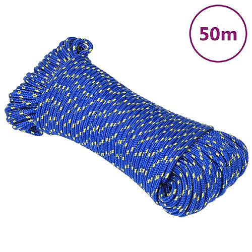 vidaXL Corde de bateau 4 mm - Bleu 50 m