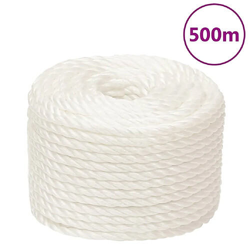 vidaXL Corde de travail 10 mm - 500 m - Blanc