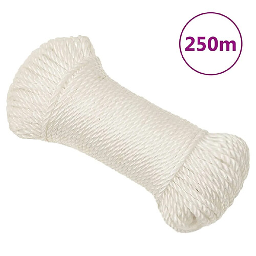vidaXL Corde de travail 3 mm - Blanc 250 m
