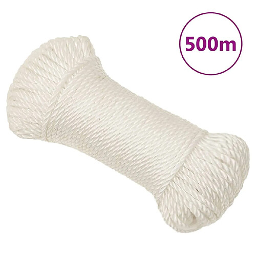 vidaXL Corde de travail Blanc 6 mm 500 m