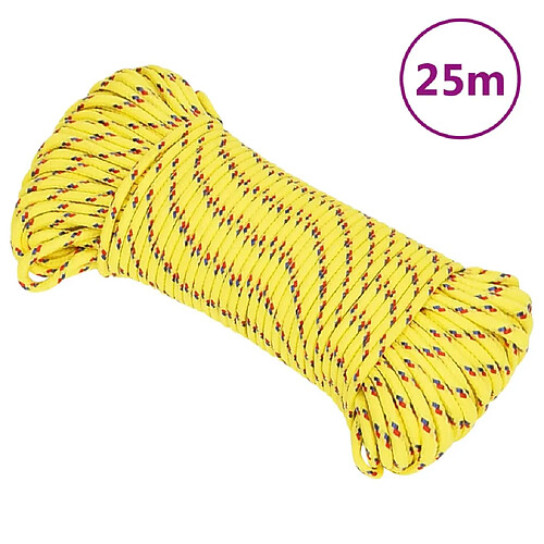 vidaXL Corde de bateau Jaune 5 mm 25 m