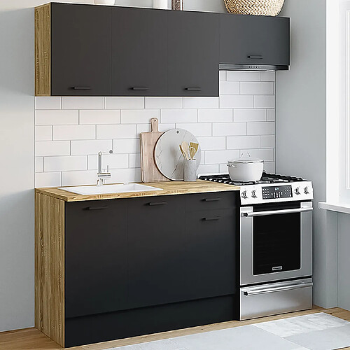 Cuisine complète IDMARKET SUBTIL - Bois et Noir