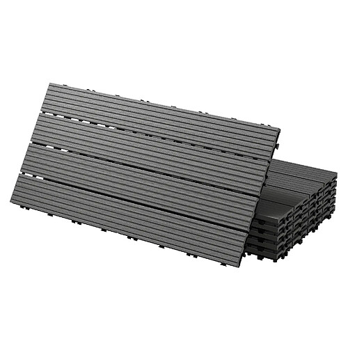 ECD Germany WPC Carreaux de Terrasse 60x30 cm - Anthracite