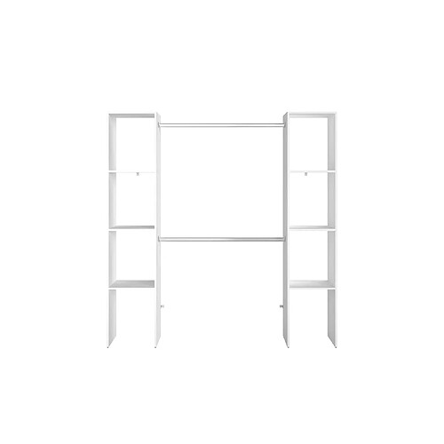 Concept Usine Dressing blanc 6 étagères 2 penderies 180 x 40 x 180 cm ELYSEE